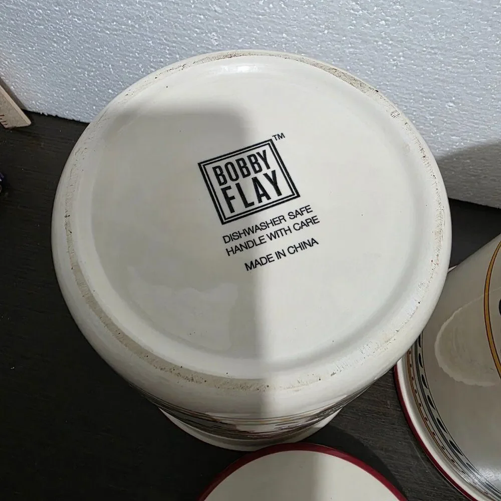 Bobby Flay Sevilla Set of 2 Canisters & Lids Painted